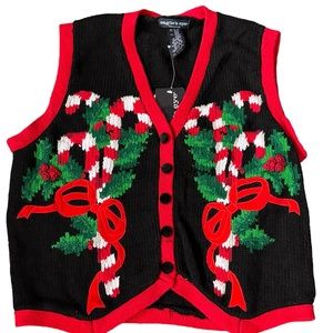 Eagle Eye ladies Christmas candy cane sweater vest size